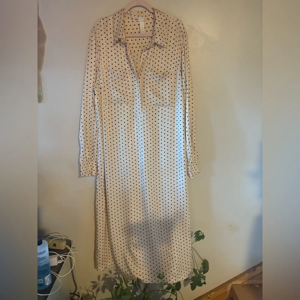 H&M Cream Polka Dot Long Sleeve Dress - Picture 1 of 5